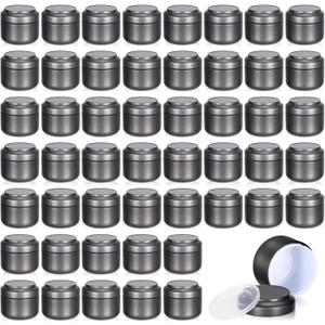 Suclain 50 Pack Small Tea Tin Canisters Bulk with Airtight Double Lids 3.4 oz Mini Leaf Tea Storage Containers Round Metal Tinplate Kitchen Teas Tin Can Box for Loose Teas Coffee Herbs Spices(Gray)
