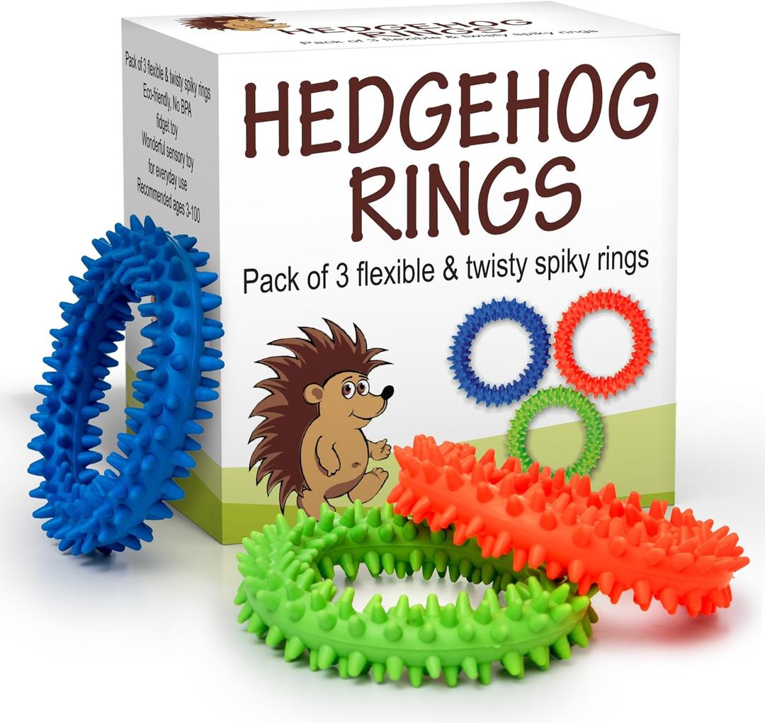 Pick A Toy Fidget Ring and Sensory Toy 3 Pack Soft, Flexible Rubber Rings with Textured Spikes, Fun and Tactile Fidget Bracelets for Kids, Teens, and Adults