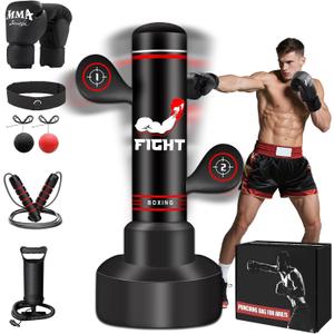 Upgraded Heavy Freestanding Punching Bag for Adults Teens, 70 Standing Punching Bag with Gloves, Pump and Jump Rope, Boxing Reflex Ball, Women Men Kickboxing Bags for Training MMA Fitness Home Gym