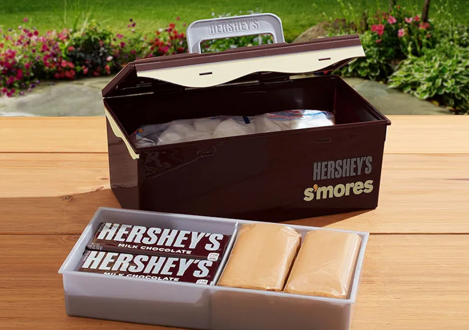 Mr. Bar-B-Q Hershey's S'mores Caddy Tray Organizer, FOOD ITEMS NOT INCLUDED, Store All Essentials for Making S'mores On The Go for Picnics, Tailgating with Removable Tray & Carrying Handle