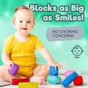 Wooden Stacking Blocks Montessori Toys for 1 2 3 4 5 6 Year Old Toddlers and Kids, No Choking Hazard Building Rocks Stones Games, for Girls and Boys