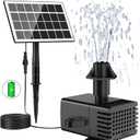 Jutai Solar Fountain Works in Cloudy Day with 2000mAH Battery Backup, 3.5W Glass Panel DIY Water Pump Kit with Sucker and Stake for Bird Bath, Water Feature,Garden, Outdoor-7 Nozzles,16.4ft Power Cord