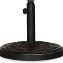 Backyard Expressions 26.5 lb Round Heavy Duty Patio Umbrella Base Weather Resistant Calcium Carbonate Resin with Bronze Weave Design Fits 1.5" to 2" Poles, Easy Assembly, UV & Fade Resistant