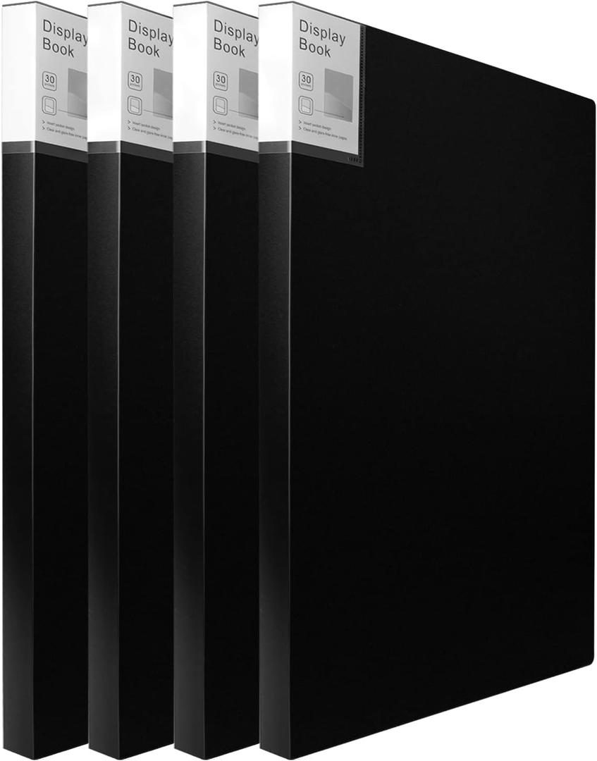 Art Portfolio 4 Packs Portfolio Folder with Plastic Sleeves Presentation Book with Sheet Protectors 11"x17" 30 Pockets 60 Pages Capacity