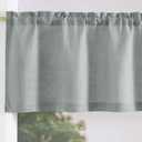 jinchan Linen Valance for Kitchen Living Room Rod Pocket Small Window Curtain Flax Linen Textured Valance Curtain Blue Haze Farmhouse Country Rustic Window Treatment Semi-Sheer 1 Panel 18 Inch