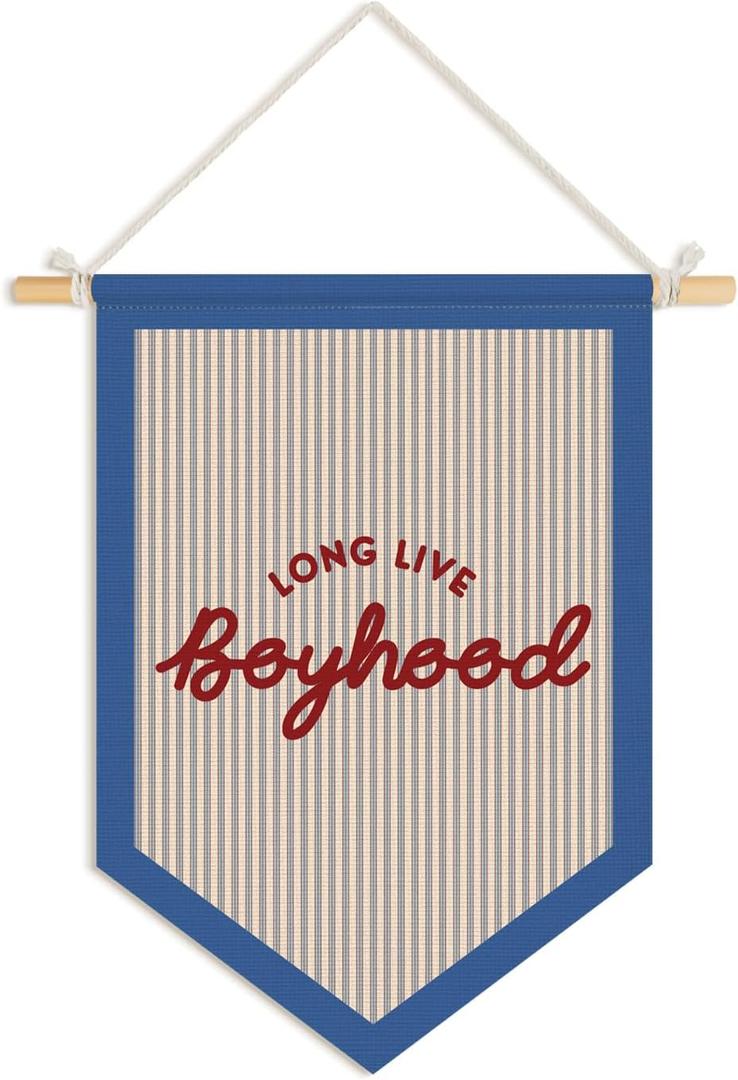 Wheatwin Long Live Boyhood Pennant Flag Banner, Boys Room Decor, Vintage Playroom Wall Decor for Kids Boys Toddler Nursery Bedroom Playroom 15x11 Inch