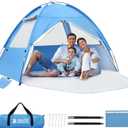 COVACURE Beach Tent Sun Shelter for 3-4 Person - UPF 50+ UV Protection Beach Shade, Waterproof & Lightweight, Easy Setup Portable Sun Canopy for Camping, Fishing, Beach