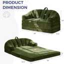 MAXYOYO Folding Sofa Bed, 2 in 1 Convertible Sofa to Lounger Comfy Loveseat Bean Bag Chair for Adults, Floor Sleeper Couch with Handle, Faux Fur Couch Bed for Living Room Bedroom, Green, Loveseat
