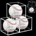 Baseball Display Case, UV Protected Baseball Holder Display Case for Official Size Balls, 2Pcs, Clear Acrylic Memorabilia Autograph Square Cube (3 pcs)