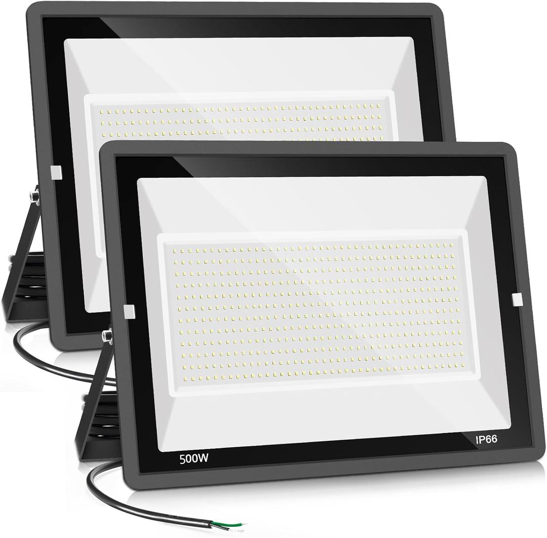 500W 2pack LED Flood Light Outdoor,(2750W Equivalent)Super Bright 58,500LM Daylight 5000K IP66 Waterproof Security LED Arena Lights,Commercial Lighting Floodlight for Backyard|Court|Stadium|Fields