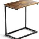 Pipishell C Shaped End Table 27 inches High, Side Table for Couch Slide Under, C Table Sofa Side End Table for Living Room (11.8D x 19.7W x 27.2H in, Rustic Brown)