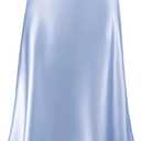 Modegal Women's Satin High Waist Hidden Elasticized Waistband Flared Casual A Line Midi Skirt (Blue, M)