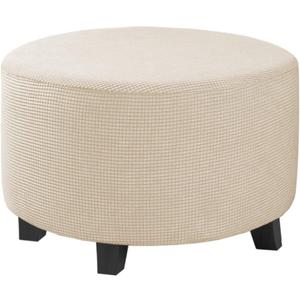 H.VERSAILTEX Ottoman Cover Stretch Ottoman Slipcover Round Ottoman Storage Cover Folding Stool Covers Furniture Protector Cover for Footrest Ottoman Fit Dia 20" - 23", Natural
