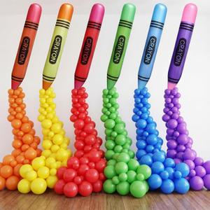 Realspring 345 Pcs Back to School Party Decoration Inflatable Art Paint Crayons Rainbow Balloons Photo Backdrop Kindergarten Preschool DIY Kit for School Classroom Birthday Supplie, 5 inches, 10 inches
