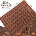 2 x 2-Pack Halloween Skull Chocolate Molds  70-Cavity Skull Silicone Mold + 150 Halloween Foil Wrappers  DIY Candy, Chocolate & Treats