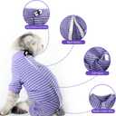 LIANZIMAU Cat Surgical Recovery Suit Professional for Male Female Dog Abdominal Wounds Cone E-Collar Alternative Anti-Licking Pet Surgical Recovery Pajama Suit Soft Fabric Onesie for Cats, M (Pack of 1), Violet Striped