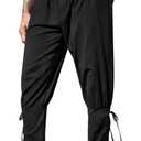 Runcati Mens Medieval Ankle Pants Renaissance Viking Pirate Lace Up Tapered Halloween Linen Costume Trousers (Medium, Black)