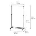IRIS USA Clothes Rack, Portable Single-Rod Height Adjustable with Lockable Wheels, Rolling Garment Rack, Single Rod Wardrobe Rack, Easy Assemble, for Clothes, Belts, Shoes, and Bags