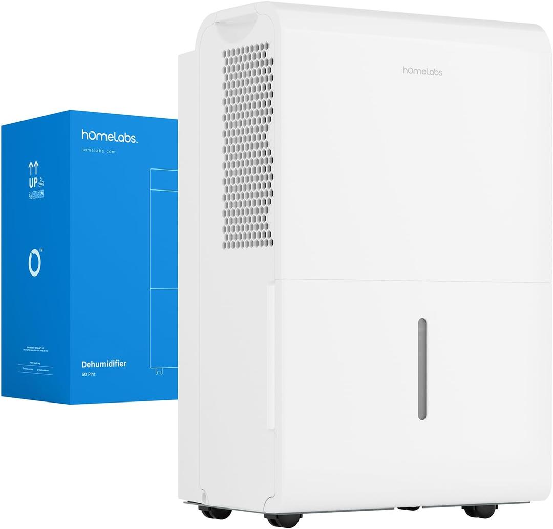 hOmeLabs 50 Pint Wi-Fi Dehumidifier for up to 7,000 Sq Ft Rooms (MAX 120 Pint at 95F, 90% RH)  Powerful Humidity Control for Large Rooms and Basements