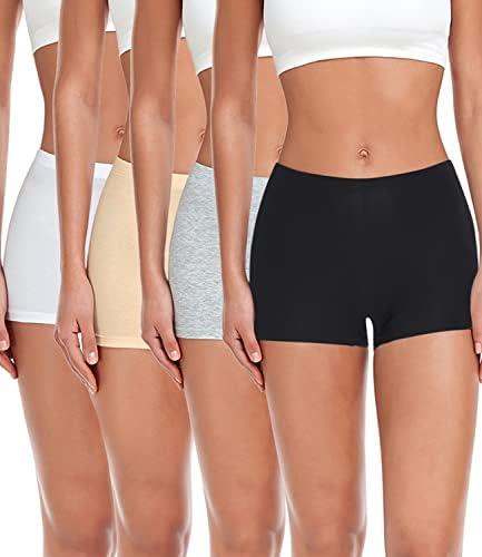 wirarpa Women's Boyshorts Panties Cotton Boxer Briefs for Ladies Underwear Shorts with Cotton Crotch 4 Pack Size M