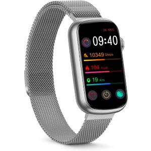 FITVII Slim Fitness Tracker with Blood Oxygen, Blood Pressure, 24/7 Heart Rate and Sleep Tracking, IP68 Waterproof Activity Trackers and Smart Watches with Step Tracker, Pedometer for Women Men (Metallic Silver)