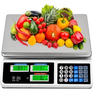C-CHAIN 88LB Digital Price Scale Electronic Price Computing Scale LCD Digital Commercial Food Meat Weight Scale, Upgraded Version