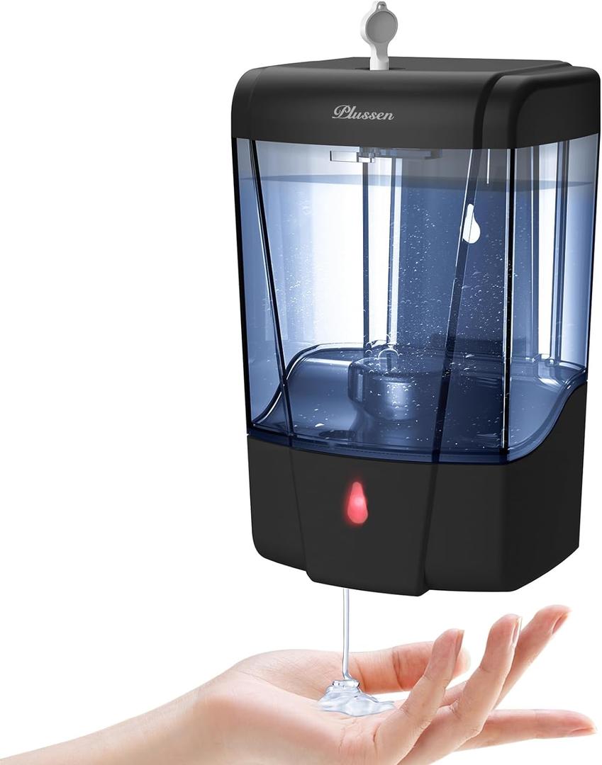 Soap Dispenser Wall Mount, Automatic Hand Sanitizer Dispenser 600ml Gel n Liquid Touchless Commercial Wall Soap Dispenser for Bathroom,Black-600ml