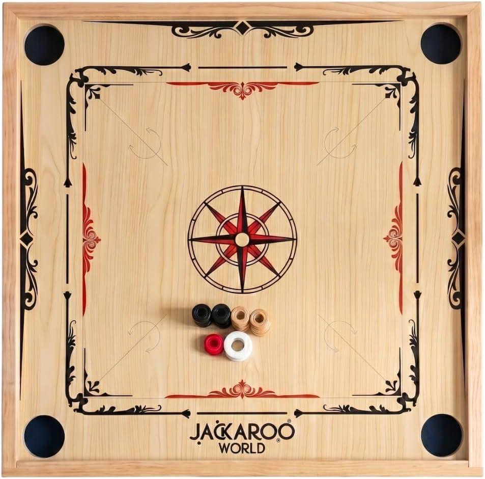 Carrom Board Game, Standard Carrom Boards 29 inches x 29 inches, Oak Wooden Board 22 Coins + 2 Strikers (Extra Pieces), Fun Carom Board, American Style Carrom Table for Adults & Family