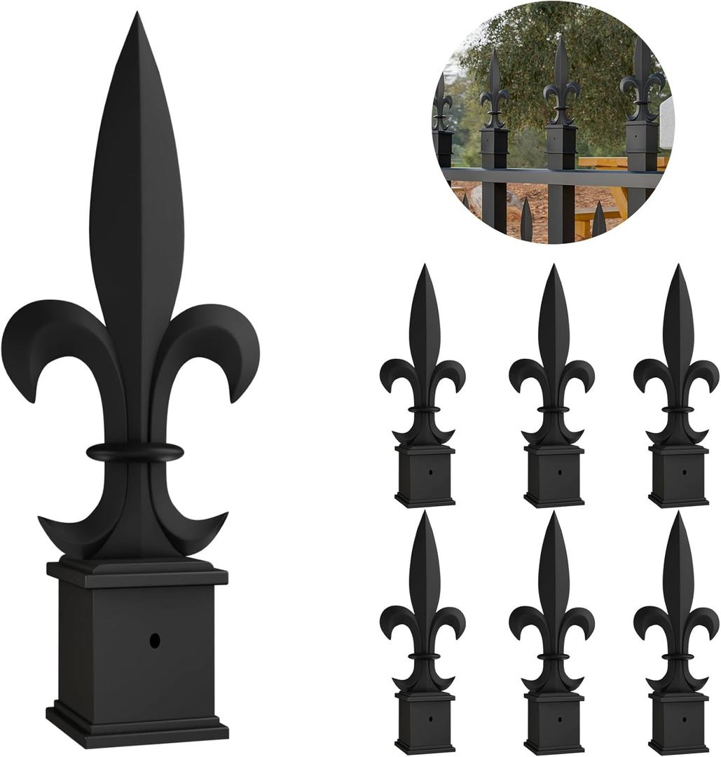 15Pcs Metal Fence Finials Fits 1" Square Post- Aluminium Alloy Trident Spear Black Fence Topper Caps Spear Tips Post Caps for Yard Garden Lawn Iron Picket Fence Spire Decoration