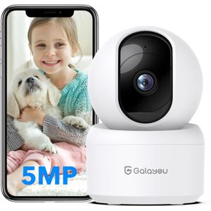 GALAYOU 5MP Security Camera Indoor-360 Degree 2.4G WiFi Cameras for Home Security for Baby/Nanny/Dog/Pet Camera with Auto Tracking, 2 Way Audio, 24/7 SD Card Storage, Works with Alexa/Google Home G2 (3K 1Pack)