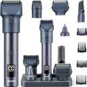Beard Trimmer for Men Hair Clippers Set with Precise Dial Adjustable 20 Settings, All-in-One Electric Shavers Grooming Kit for Face Bald Head Nose Full Body, IPX7 Waterproof Wet/Dry, USB-C Charge Dock