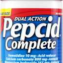 Pepcid Complete Acid Reducer + Antacid Chewable Tablets, 10mg Famotidine, 800mg Calcium Carbonate & 165mg Magnesium Hydroxide per Heartburn Medicine Tablet, Antacid Chews, Berry Flavored, 70 ct