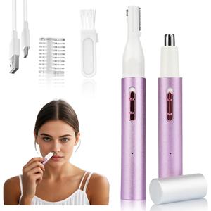 2026 Rechargeable Nose & Ear Hair Trimmer, Dual-Edge Blade Electric Clipper for Women Men, Facial & Eyebrow Hair Removal Tool, Powerful Motor, Painless, Easy to Clean (Multicolor)