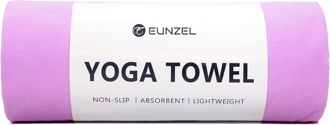 Eunzel Hot Yoga Towel Non Slip Yoga Mat Towel Non-Slip Sweat Absorbent Microfiber Towel for Hot Yoga, Pilates and Workout 72" x 26.5", Purple