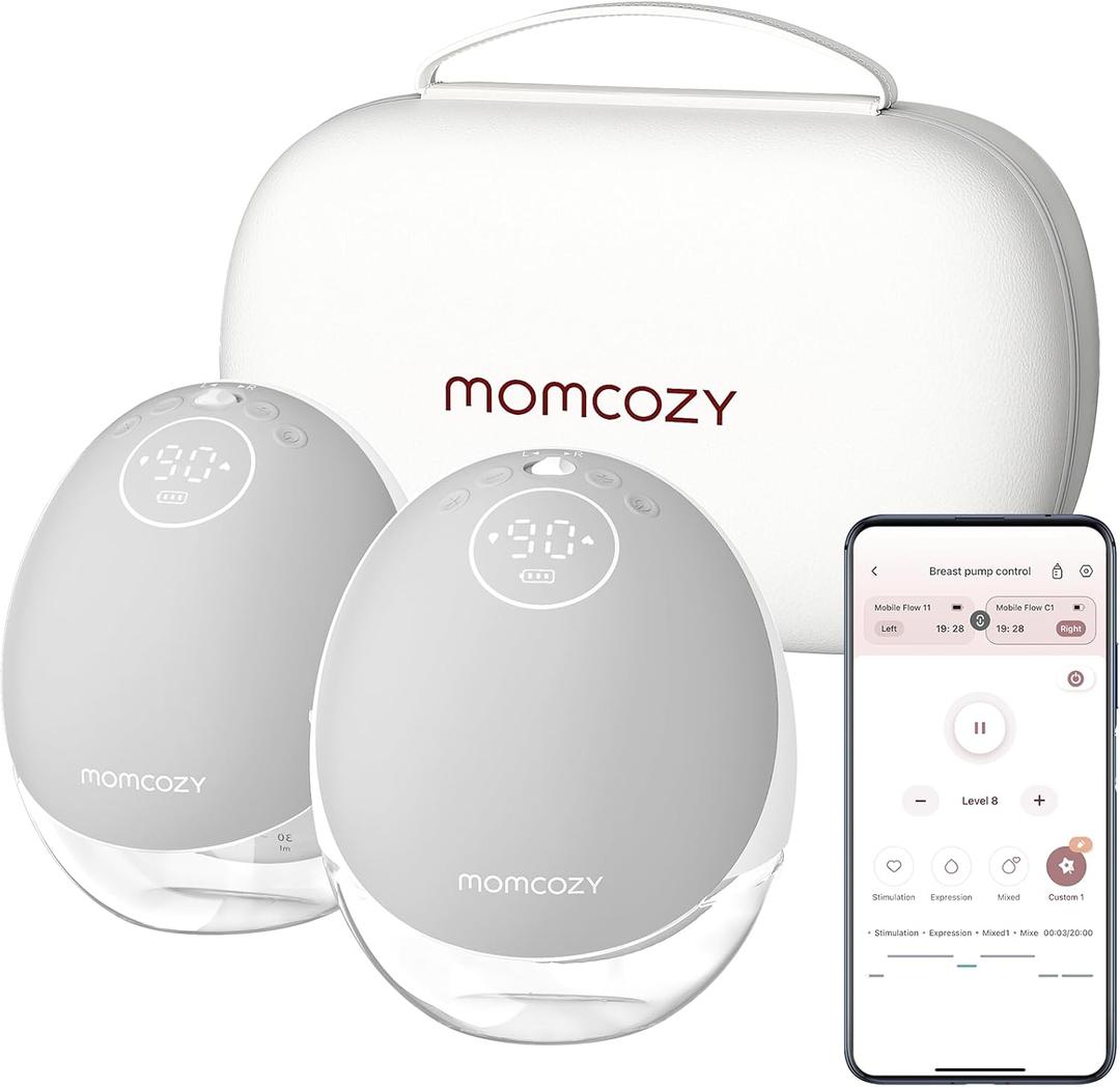 Momcozy Wearable Breast Pump, Hands Free Upgraded Mobile Flow | M9, App Discreet Control with Personalized Multi-Modes & 15 Levels, Wearable Breast Pump 24mm, 2 Pack Cozy 