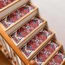 Stair Treads Non Slip 15 Pack 8" X 30" Stair Treads for Wooden Steps, Washable Self Adhesive Stair Runners Stain Resistant Stair Carpet, Edging Staircase for Kids Elders and Dogs (Style 1)