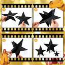 Sinload 45 Pcs 3D Glitter Star Decorations Graduation Black Gold Centerpiece 3 Sizes Standing Hanging Back to School Work Star Decor for End of Year School Centerpiece Starry Movie Night Party Decor