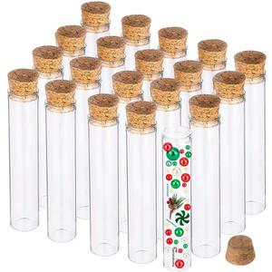 BENECREAT 25 Pack 25ml Glass Tubes Transparent Decoration Bottles with Cork Stoppers for Arts, Crafts and Other Small Projects