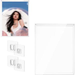 Clear Acrylic Magazine Display Case, Wall Mounted Storage Box Book Frame with Adhesive Mounting Buckles, Organizer Case for Books Comics Newspapers Birth Certificates, 9 x 1 x 11.5 Inch