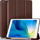 Akkerds Case Compatible with iPad 10.2 Inch 2021/2020/2019, for iPad 9th/8th/7th Generation Case with Pencil Holder, Protective Case with Soft TPU Back, Auto Sleep/Wake Cover, Darkbrown