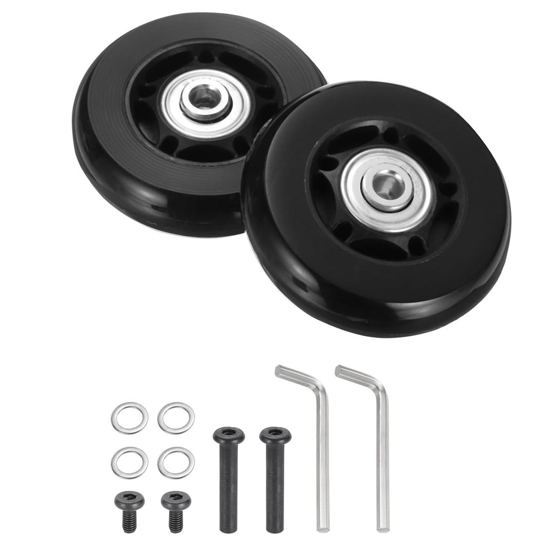 uxcell Set of 1 Luggage Wheels Replacement 64 x 18 mm/2.5" x 0.7" Rubber Swivel Caster Bearing Wheels Repair Kits for Suitcase Inline Outdoor Skate,Black