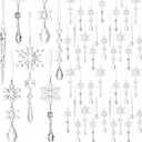 Syhood 100 Pcs Crystal Christmas Ornaments Hanging Christmas Tree Decorations Clear Acrylic Snowflake and Icicle with Drop Pendants for Xmas Winter New Year Party Supplies Home Decor