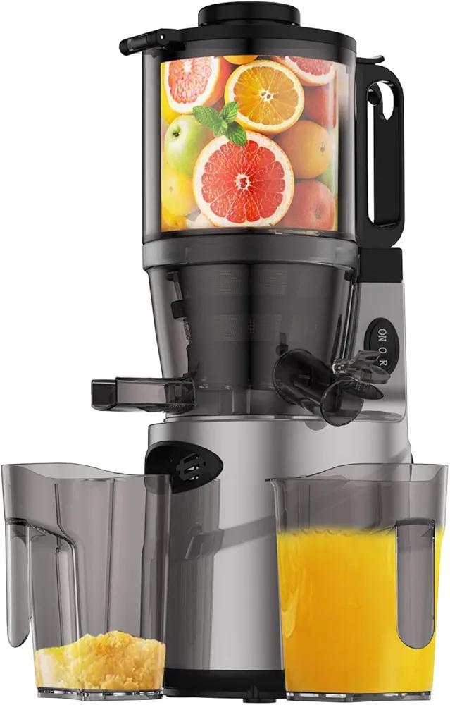 Cold Press Juicer - Masticating Juicer with 5.5" Feeding Chute, Fit Whole Fruits and Vegetables, Auto-cutting Auger, Easy to Clean, Black