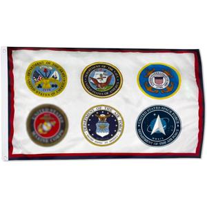 United States Military U.S. Armed Forces With All 6 Seals Flag 3x5 Ft - UV Fade Resistant Double Printed and Double Stitched 150D Polyester banner (U.S. Armed Forces With All 6 Seals)