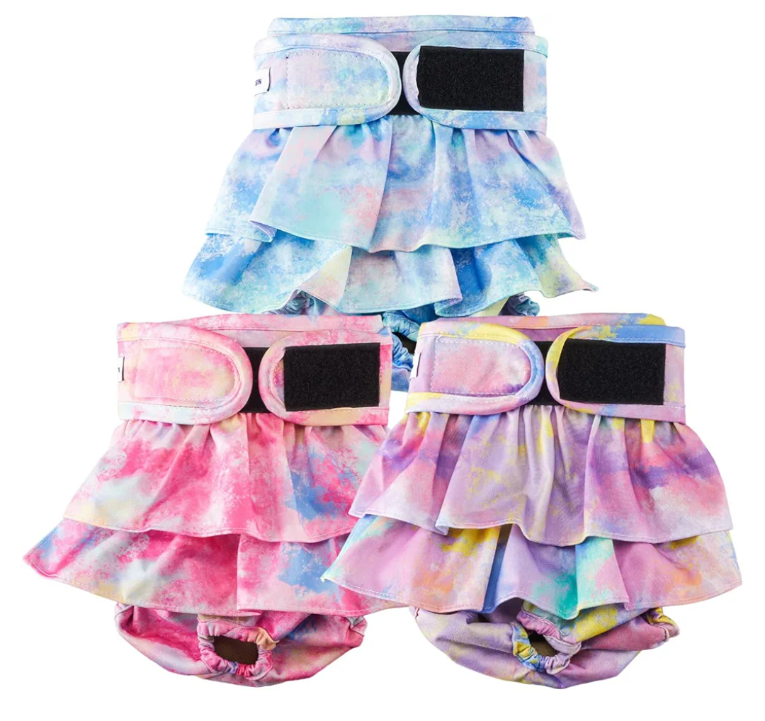 Reusable Dog Diapers Female Washable, Premium Doggie Diaper for Dogs, Pack of 3, Highly Absorbent Small Dog Diaper for Heat, Incontinence and Puppy Training(S)