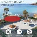 9FT Large Outdoor Patio Umbrella Pool Market Umbrella-UV Resistant, Easy Push Button Tilt and Crank, 8 Sturdy Ribs Heavy-Duty Table Umbrella for Deck, Backyard, Garden(Red)