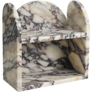 DUANYAN Marble Bathroom Counter Organizers and Storage, 2-Tier Luxurious Makeup Organizer for Perfume Cosmetic Skincare Jewelry, Natural Marble Counter Shelf, No Assembly Required