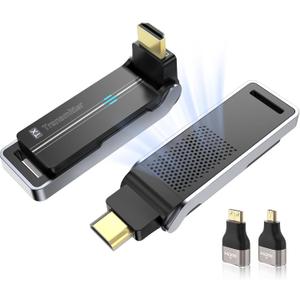 Wireless HDMI Transmitter and Receiver, Plug and Play with Heat Dissipation, 90 Bendable Interface, Dual-Band 2.4G/5G - Stream Video & Audio from Laptops/TV Boxes/Projectors to Monitors-100Ft/30M
