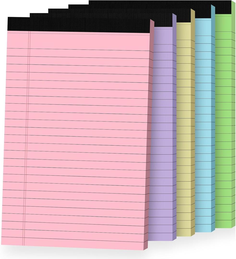 5pcs Small Note Pads, Colored Notepads 5x8 College Ruled Notebook, Writing Pads 5 x 8, Legal Pads, Pad Paper Perforate Notebooks for Work, Message, School, Office Supplies, 30 Sheets/Pack