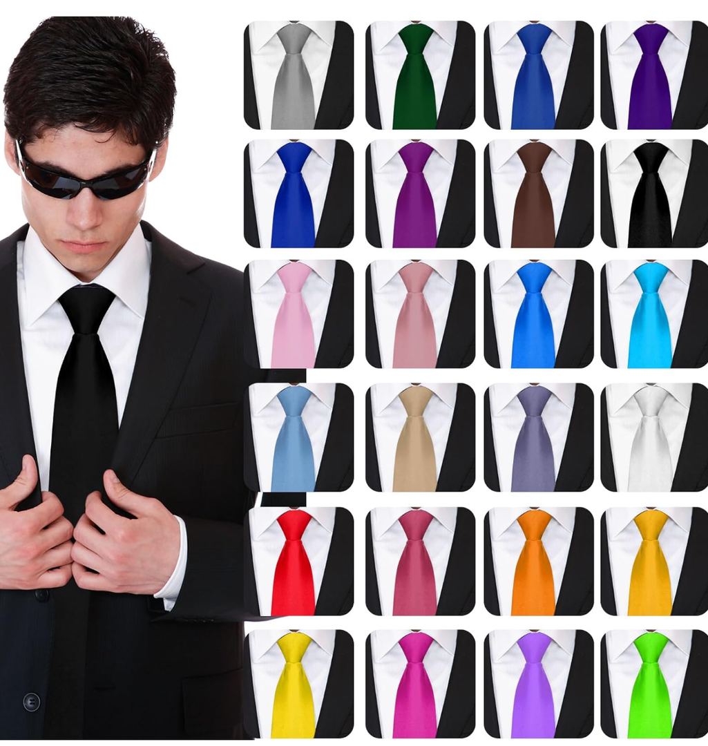 Unittype 24 Pcs Zipper Ties for Men Adjustable Pre Tied Men's Necktie Classic Zipper Neck Tie Set for Adults School Uniform